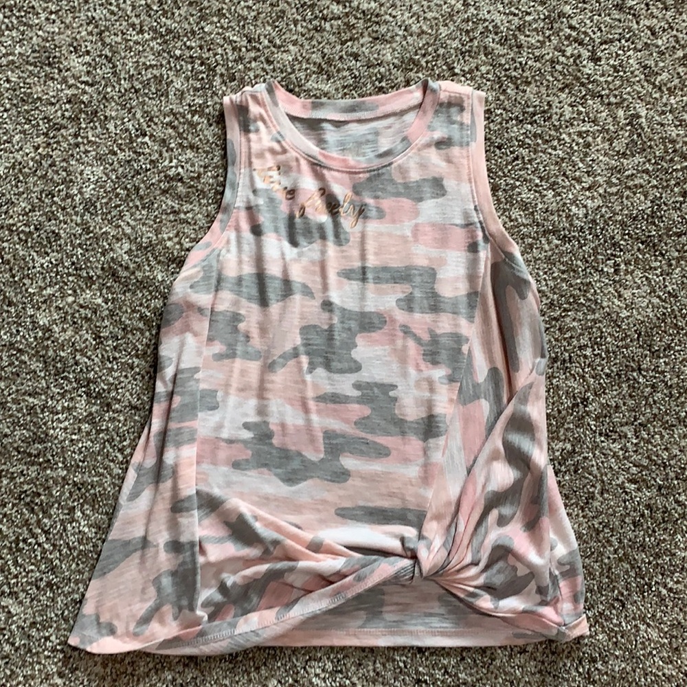 Pink, white, and grey, Justice, tie dye tank top.